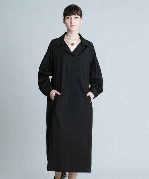 セール】 【日本製】スキッパーシャツワンピース （ロング・マキシ丈