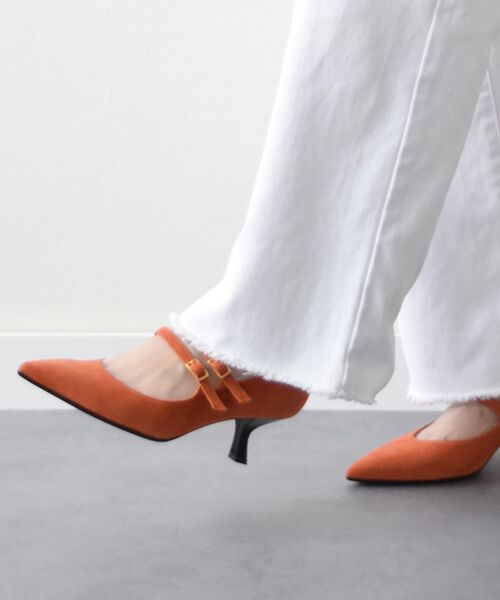 セール】 【FABIO RUSCONI】ポインテッドトウダブルストラップパンプス