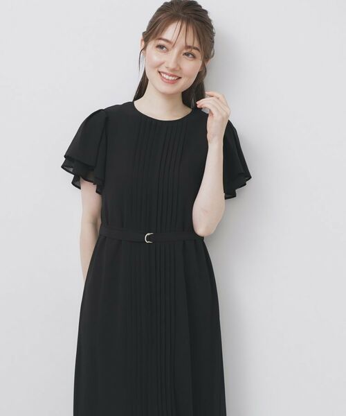 セール】 フロントタックIラインワンピース【洗濯機洗い可/防シワ