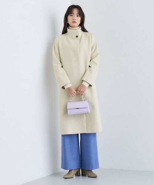 セール】 【名品コート／日本製】ウール100％スタンドカラーロング