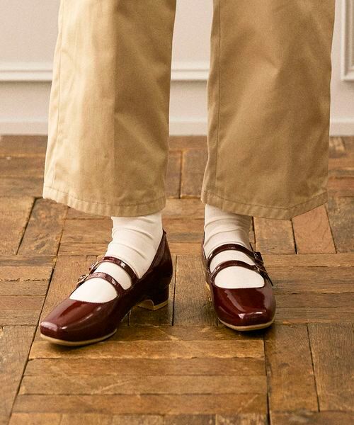 セール】 ダブルベルトメリージェーンパンプス （フラットシューズ