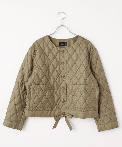 セール】 キルティングカラージャケット （ノーカラージャケット