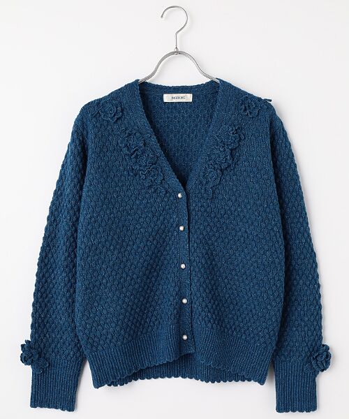 セール】 モチーフ付きダイヤ柄ニットカーディガン （カーディガン