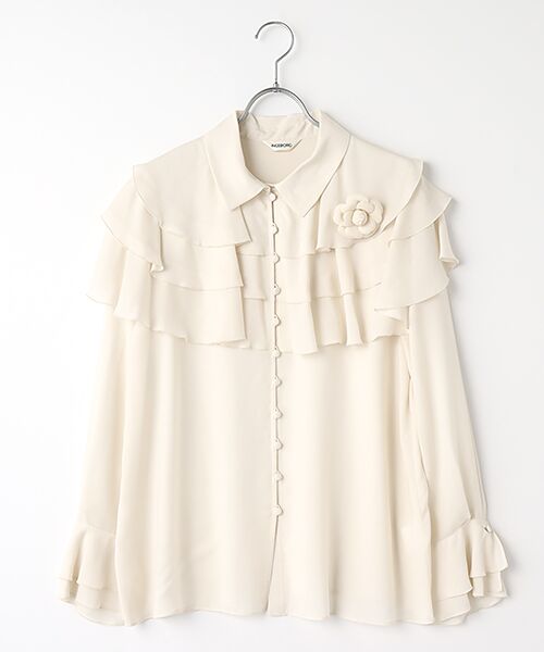 セール】 コサージュ付きフリルヨークブラウス （シャツ・ブラウス
