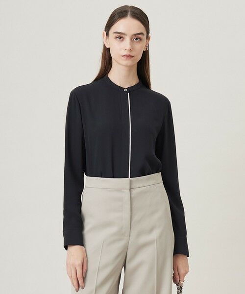 UVケア・速乾・洗える】BackSatinAmunzen バンドカラーブラウス