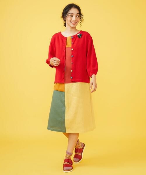 セール】 Lino colorido パッチワーク配色ワンピース （ロング・マキシ