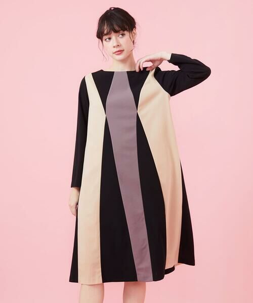 セール】 Bloque 配色パッチワークワンピース （ロング・マキシ丈