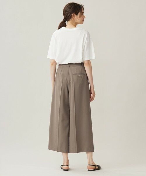 セール】 【洗える】TWラチネストレッチワイドクロップド パンツ