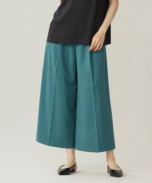 セール】 【洗える】TWラチネストレッチワイドクロップド パンツ