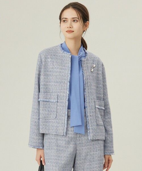 セットアップ対応・洗える】ライトミックスツイード ジャケット （ノー