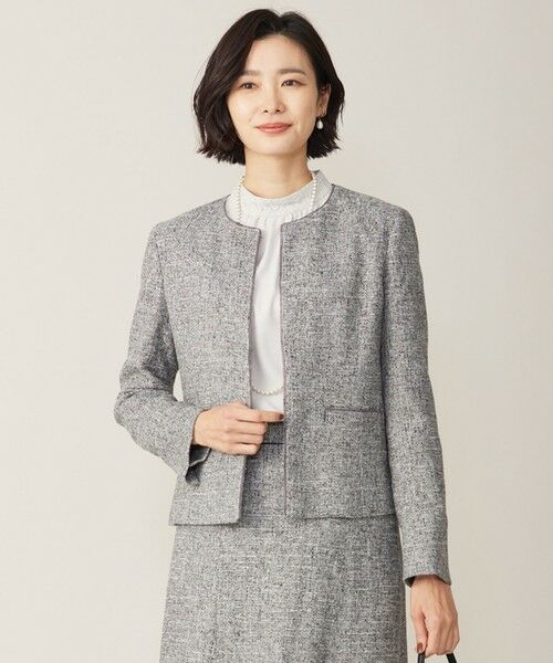 セール】 【セットアップ対応】Light Tweed ノーカラー ジャケット
