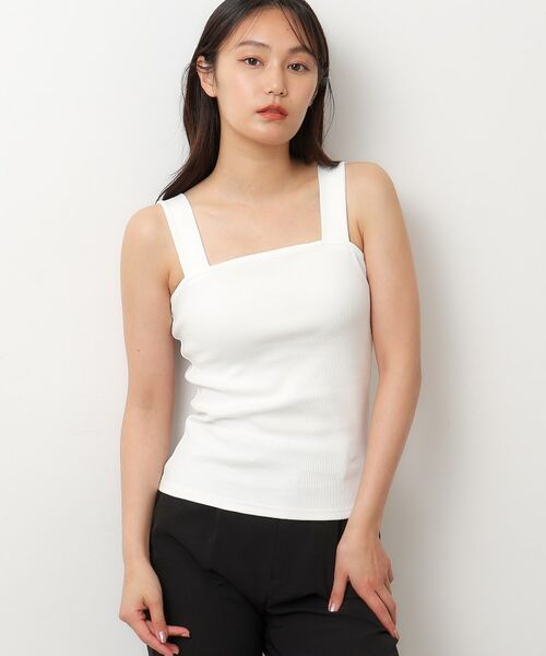 ワイドストラップリブキャミソール【ストレッチ/洗濯機洗い可