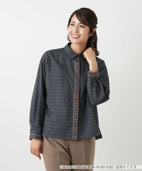 セール】 幾何学柄ブラウス （シャツ・ブラウス）｜Leilian / レリアン