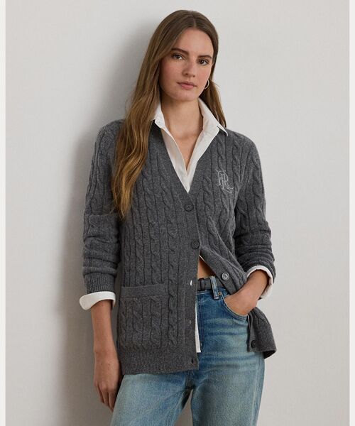 セール】 ケーブルニット ウールカシミヤ カーディガン （カーディガン