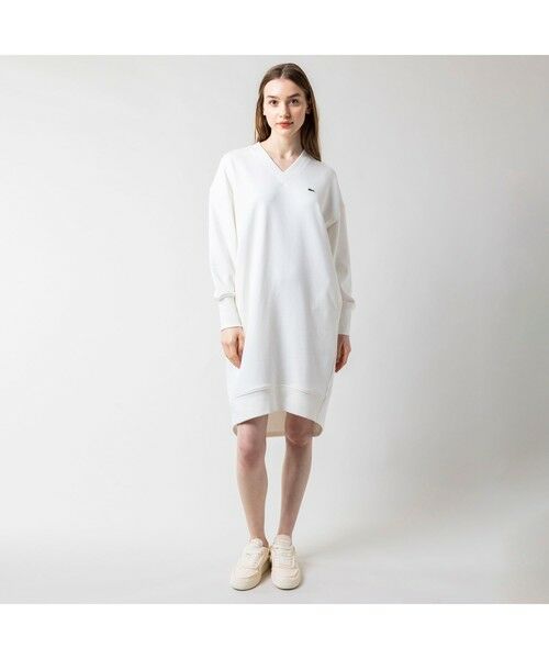 セール】 Vネックスウェットワンピース （ロング・マキシ丈ワンピース