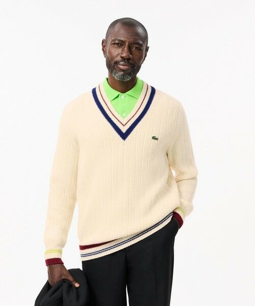 セール】 Vネックリブニットセーター （ニット・セーター）｜LACOSTE
