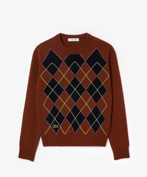 セール】 配色ステッチアーガイルジャカードニットセーター （ニット