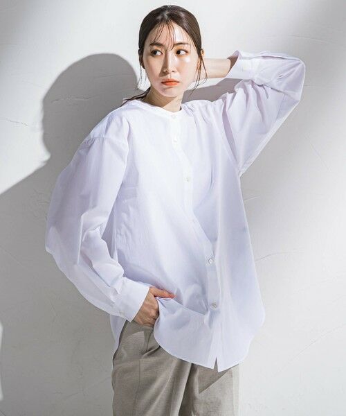 セール】 バンドカラーシャツ≪洗濯機で洗える≫ （シャツ・ブラウス