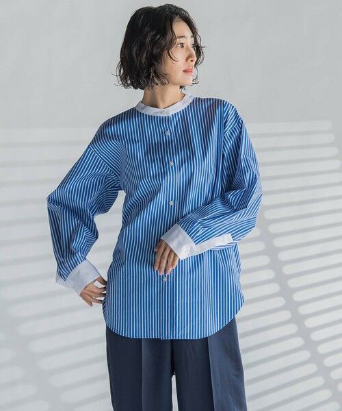 セール】 バンドカラーシャツ≪洗濯機で洗える≫ （シャツ・ブラウス