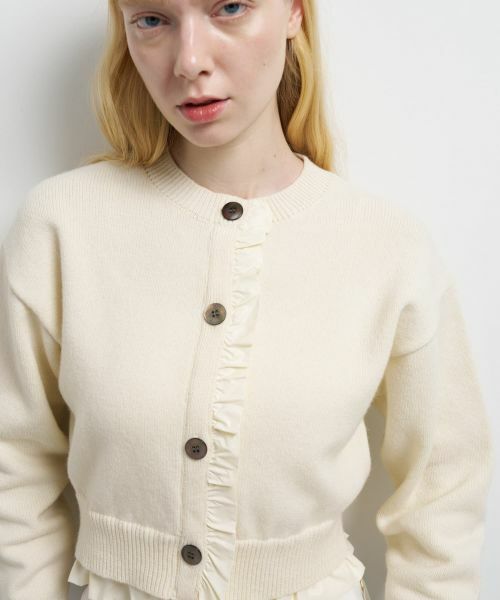 セール】 タフタトリムニットカーディガン （カーディガン・ボレロ