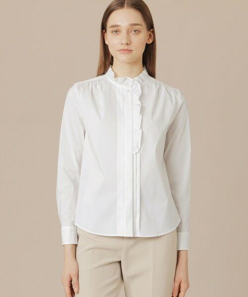 セール】 コットンナイロンストレッチフリルブラウス （シャツ