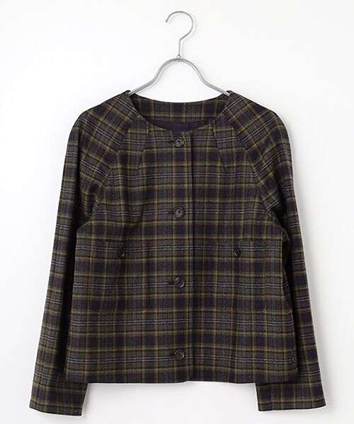 セール】 ウールフランネルストレッチ ノーカラージャケット （ノー