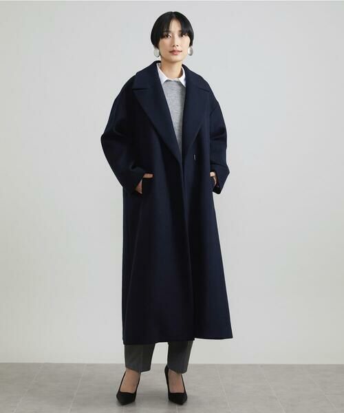 小さいサイズ]ウールビーバーロングチェスターコート/定番人気