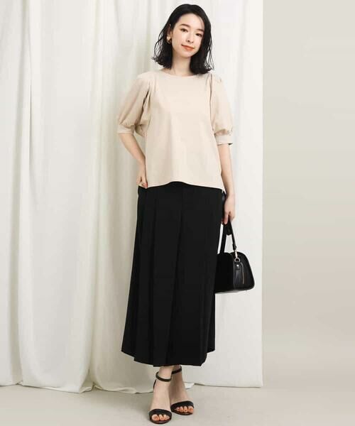 セール】 【洗濯機で洗える】ウエストリボン付きサテンガウチョパンツ