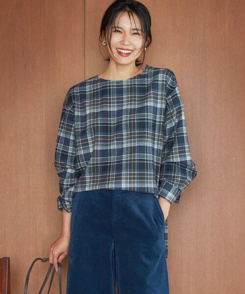セール】 【洗える】CANCLINI メルトン チェック ブラウス （シャツ