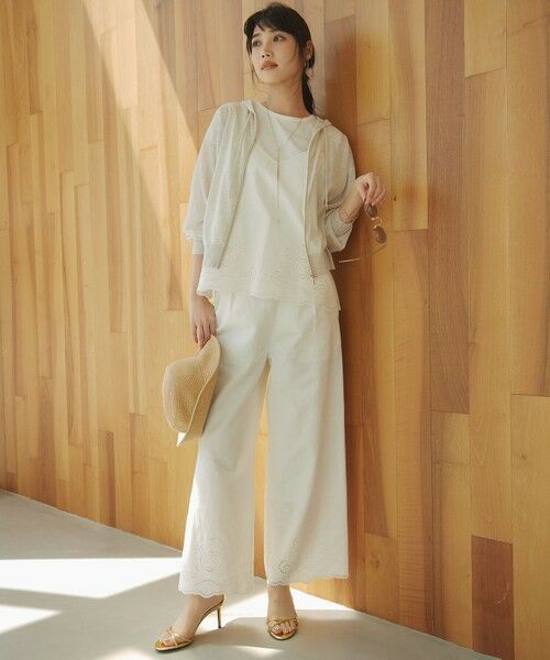 セール】 【洗える】リネンエンブロイダリー キャミソール ブラウス