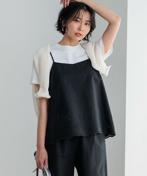 セール】 【洗える】リネンエンブロイダリー キャミソール ブラウス