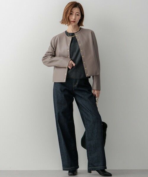 セール】 ラムレザー ノーカラージャケット （ノーカラージャケット