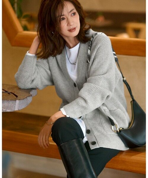 セール】 【洗える】カシミヤブレンド ニット カーディガン