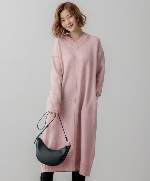 セール】 【SLOW/一部店舗限定】ニットトータル Vネック ワンピース