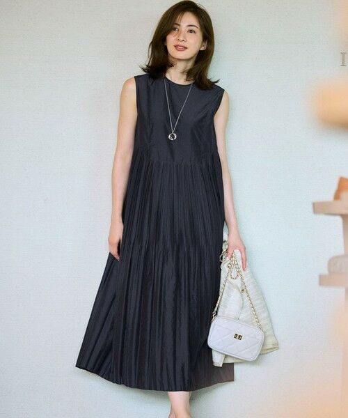 洗える】プリーツコンビ ワンピース （ロング・マキシ丈ワンピース
