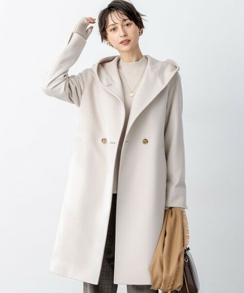 23区のフード付きウールコート 32号 黒 美品 23区（ニジュウサンク