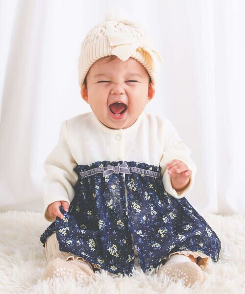 セール】 花柄シフォンドッキングロンパースベビー(90~80cm