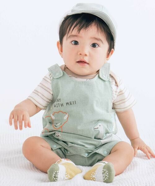 セール】 恐竜プリントサロペット+ボディミニ2点セットベビー(70~80cm