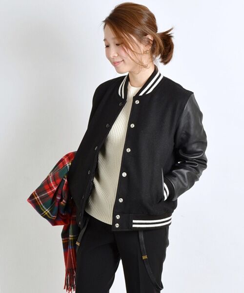 セール】 【CLASSY.12月号掲載】スタジャン◇ （レザーブルゾン