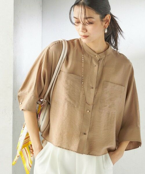 一部追加予約》〈手洗い可能〉シルク混 シアー 羽織 シャツ （シャツ