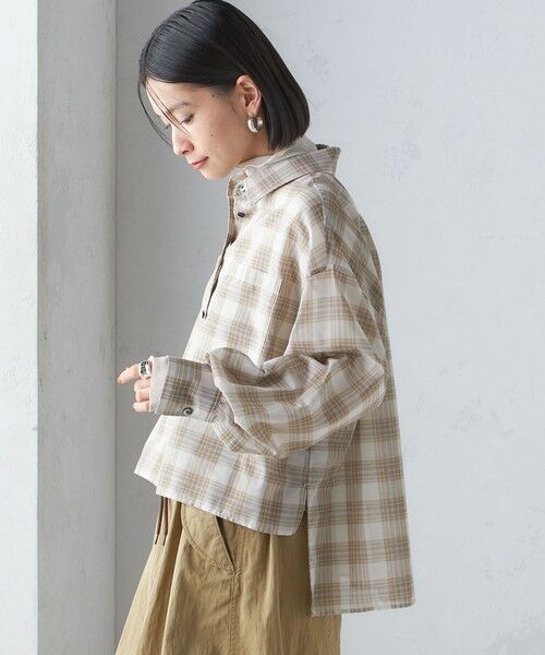 セール】 〈手洗い可能〉シアー チェック ロング スリーブ シャツ