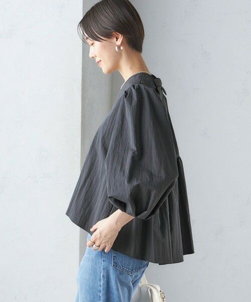 セール】 〈手洗い可能〉綿 ナイロン バック リボン ブラウス （シャツ