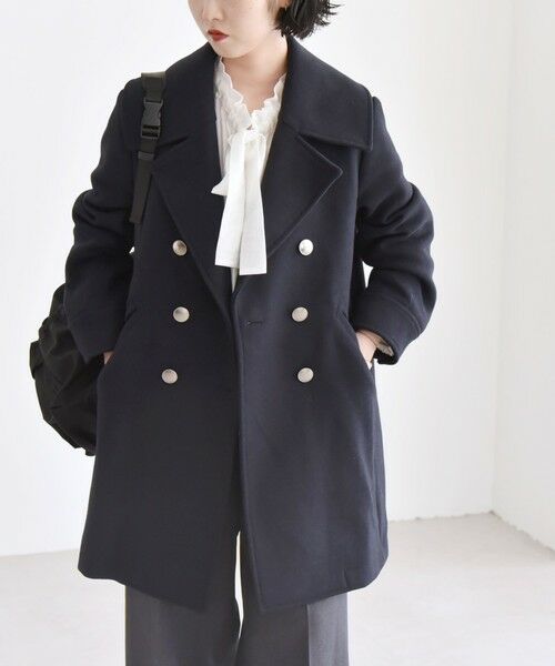 セール】 quaranciel: メルトン ビッグ カラー Pコート （ピーコート