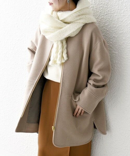 セール】 SHIPS any: SUPER100 ノーカラー ジップ ショートコート