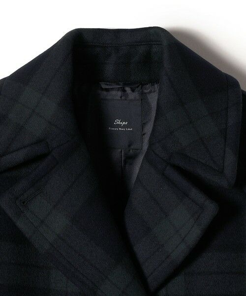 SHIPS Primary Navy Label:ブラックウォッチ Pコート （ピーコート