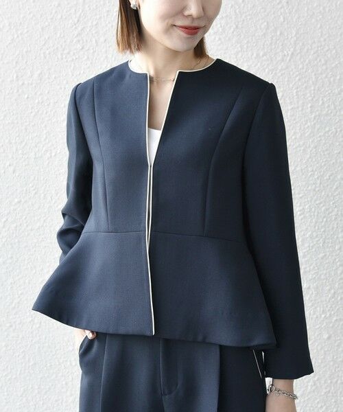 セール】 【WEB限定】SHIPS any:〈洗濯機可能〉ダブルクロス ペプラム