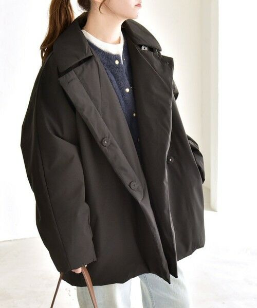 quaranciel:〈撥水加工〉中綿 テーラード ミドル Wボタン ジャケット