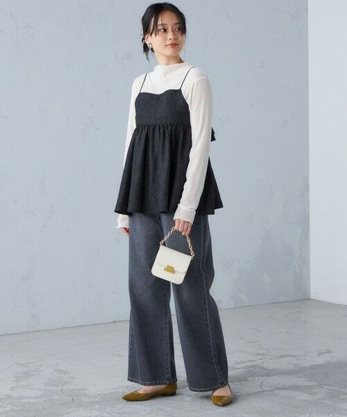 セール】 〈手洗い可能〉ジャカード サイド フリル キャミソール