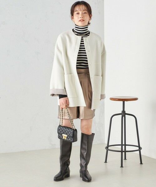 セール】 配色 リバーシブル ノーカラー コート ◇ （その他アウター