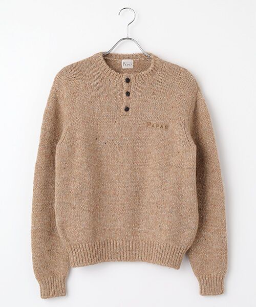 セール】 ローゲージカラフルネップ天竺3G ヘンリーネックセーター